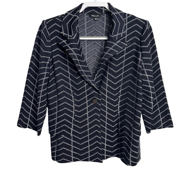 Misook Navy Striped Acrylic Knit Jacket - Picture 1 of 7